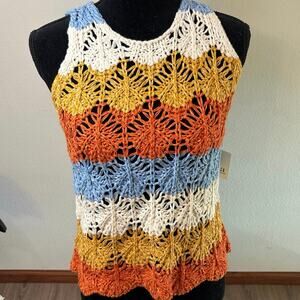 NWT a.n.a. Crochet Tank Top Striped Size S Women's Summer Boho Festival